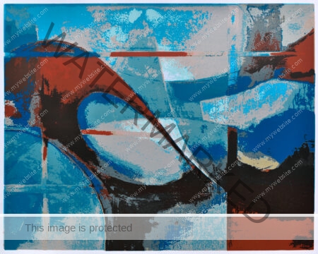 Red and blue abstract by Alonso Durán abstract print.