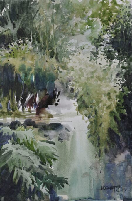 waterfall watercolour painting by Juan Carlos Camacho