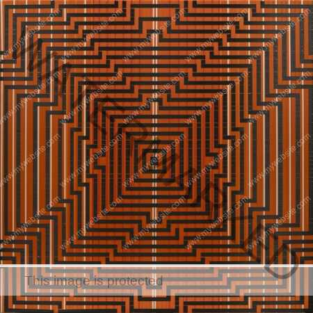 Kartin Aason woven ribbon art is a geometric masterpeice drawing in your eyes to the orange and black center