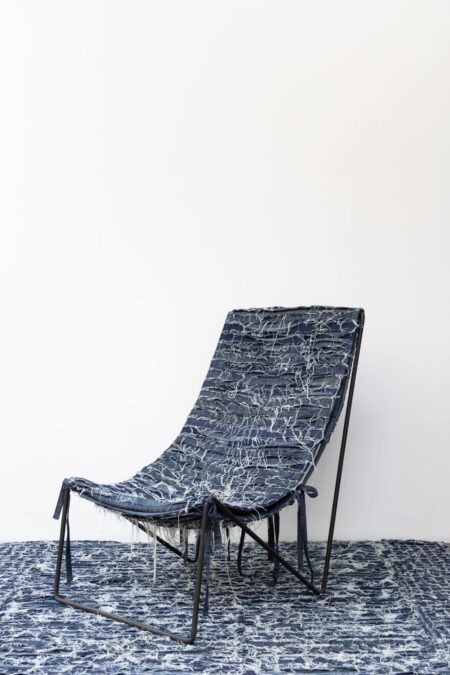 Denim chair by the Costa Rican fashion designer, Oscar Ruiz-Schmidt.