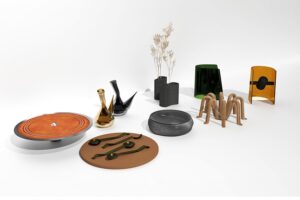 Various design objects to advertise We are LAT exhibition.