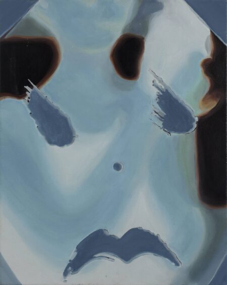 Lucía Howell Vargas abstract performance art. This painting contains the colours of grey, blue, black, white.