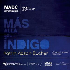 Katrin Aason Bucher Más Allá Del Índigo exhibition invitation.