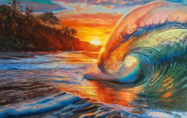 Oil painting of a wave by the Costa Rican artist Susan Adams.