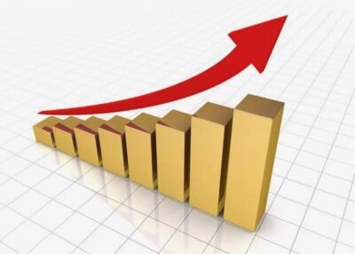 Graphic to show an arrow moving up, illustrating why now it the time to buy Costa Rican art.