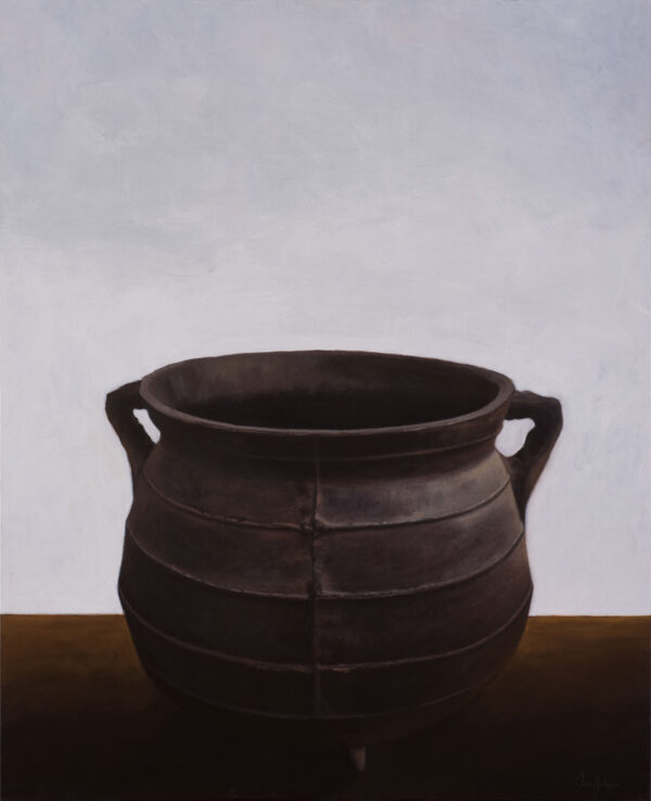 Hyperreal painting of a brown empty vessel by Eliecer Rodriguez.