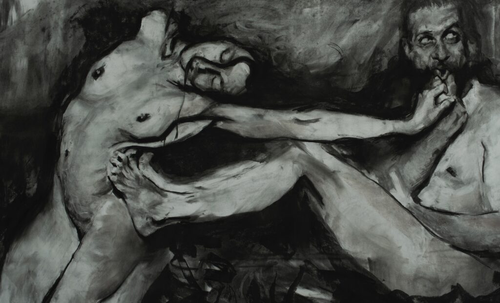 Nude charcoal by Roberto Murillo at the Galería Valanti in San José, Costa Rica