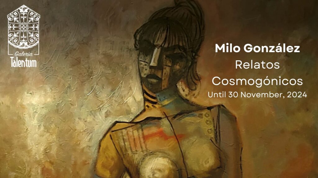 Invitation image featuring a woman, painted in brown and ochre tones, by Milo Gonzalez, advertising his show at Galeria Talentum in October 2024.