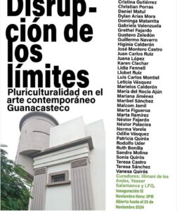 Exhibition poster with a long list of artist names and the Museo de Guanacaste showed alongside.