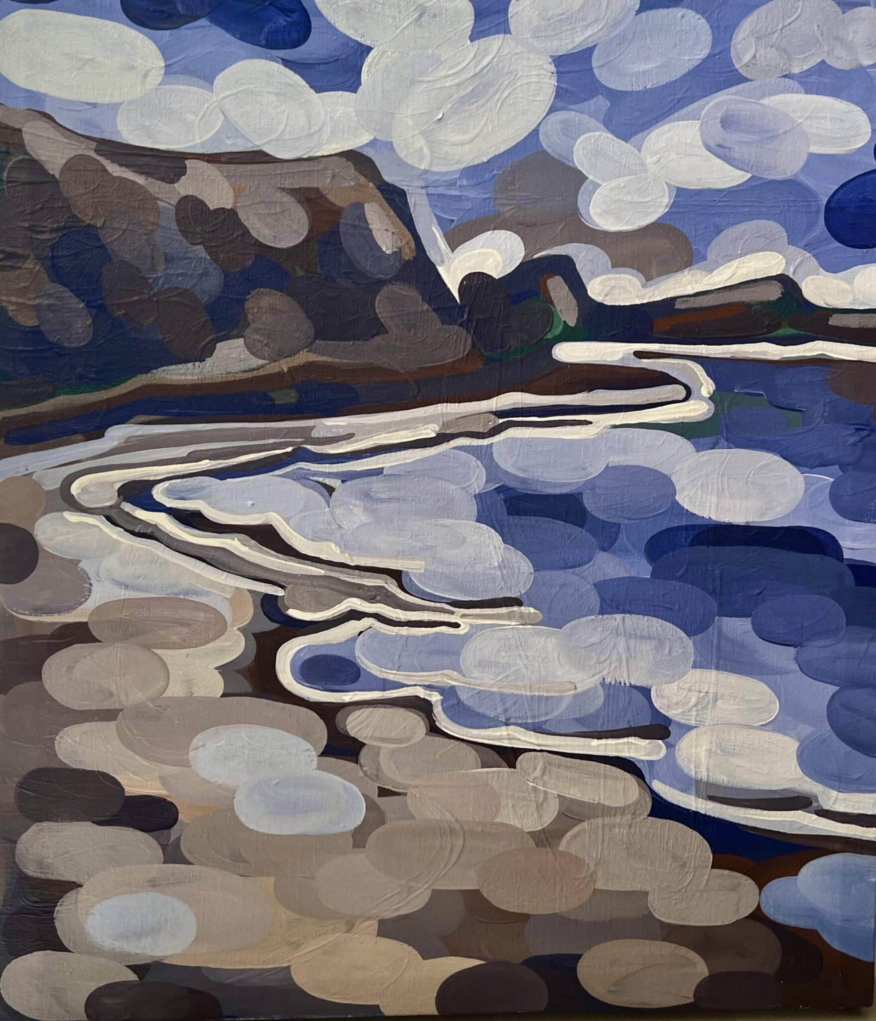 Christian Porras’s Playa 1 - La Arena presents a refined abstraction of coastal cliffs and shore, rendered in impressionistic hues. , an original work available at MÍRAME Fine Art.