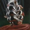 Dark painting of bodies cocooned together with limbs sticking out. An oil on canvas by Sylvia Laks.