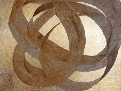 Copper foil painting by Alonso Durán - Figura de Lissajous VIII, 2025, acrylic and copper foil on canvas, 72 x 72 cm