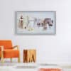 In a contemporary setting, "Untitled," a grand Costa Rican artwork in neutral browns and silver, anchors an inviting composition. , an original work available at MÍRAME Fine Art.