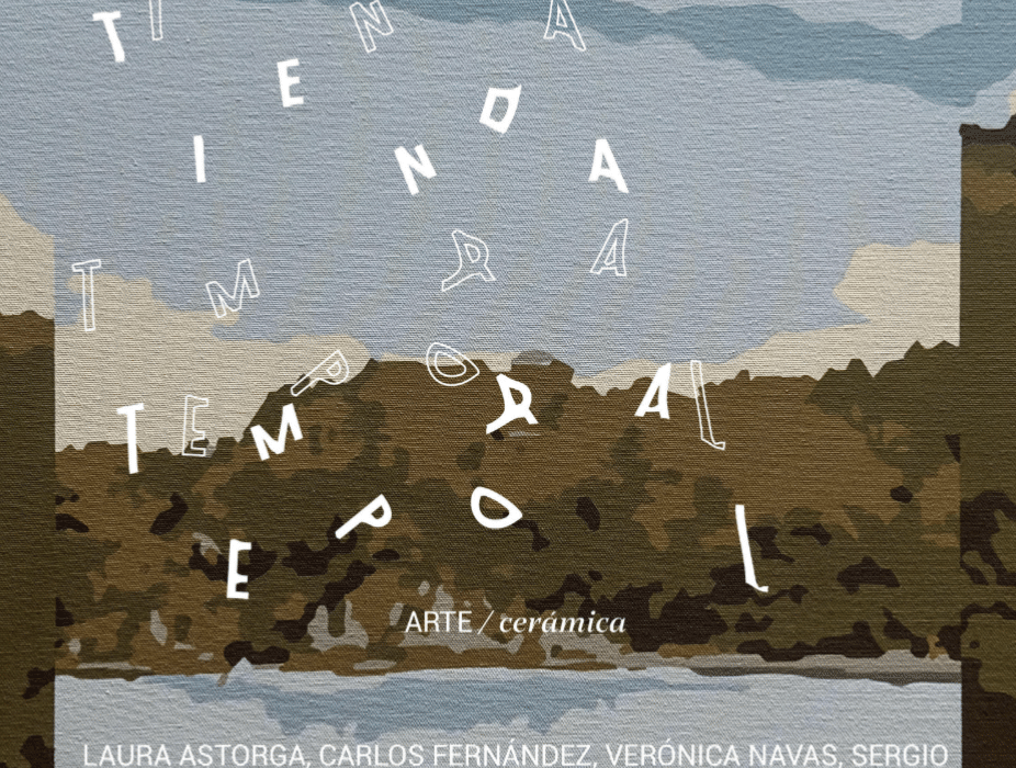 An artfully curated poster for Satisfactory San José features undulating white typography atop a pixelated vista, details elegantly overlaid in brown below.